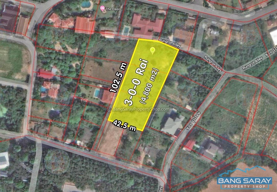 3 Rai of Land for Sale,  East-side Bang Saray Land  For sale