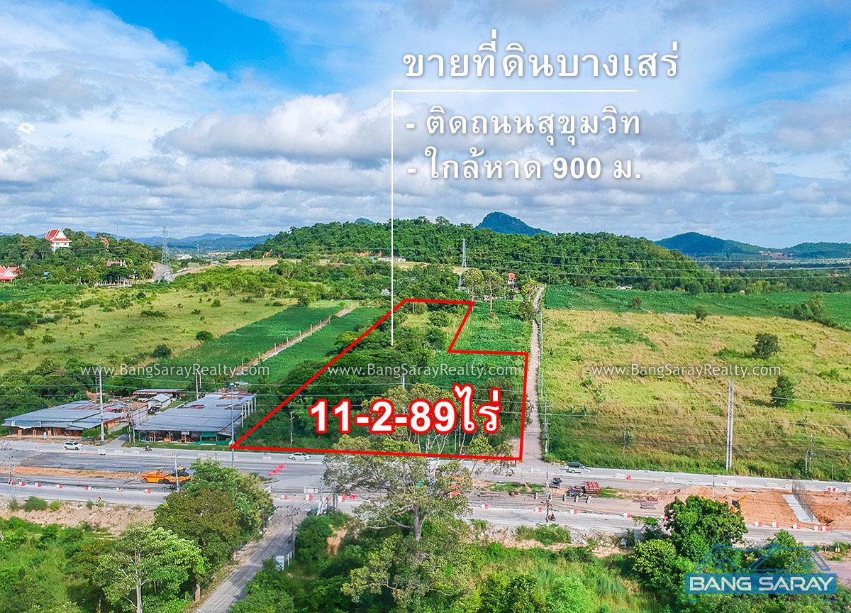 11 Rai of Land for Sale Next to Sukhumvit Road Bang Saray Land  For sale