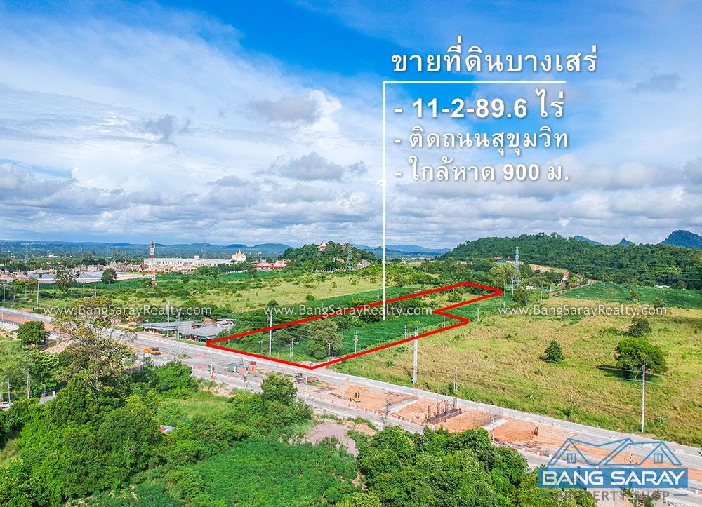 11 Rai of Land for Sale Next to Sukhumvit Road Bang Saray Land  For sale