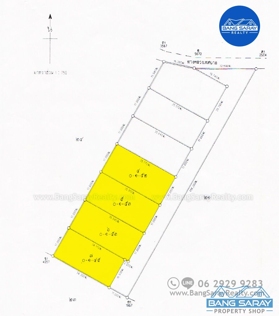 153 Sqw of Land for Sale in Beachside Bang Saray Land  For sale