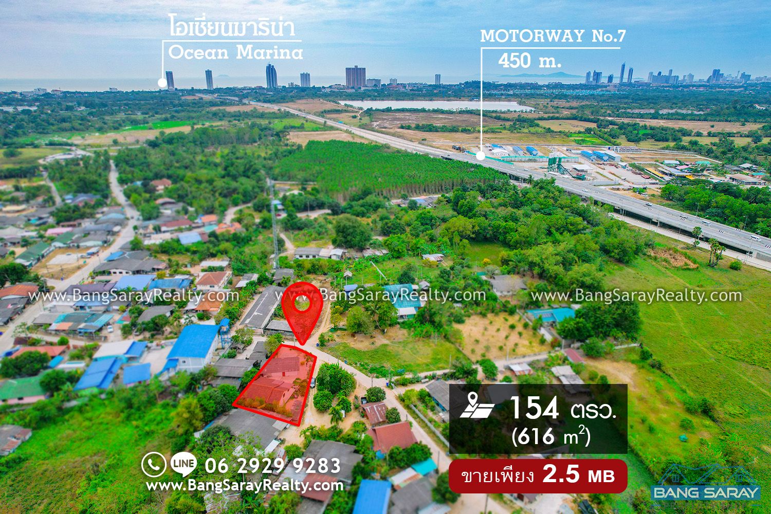  Land for Sale in Huay Yai only 450m. to Expressway Land  For sale