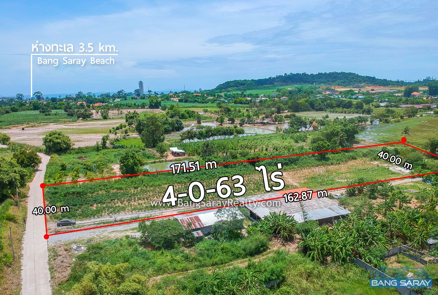 6,652 Sq.m. for Sale in Bang Saray Eastside  Land  For sale