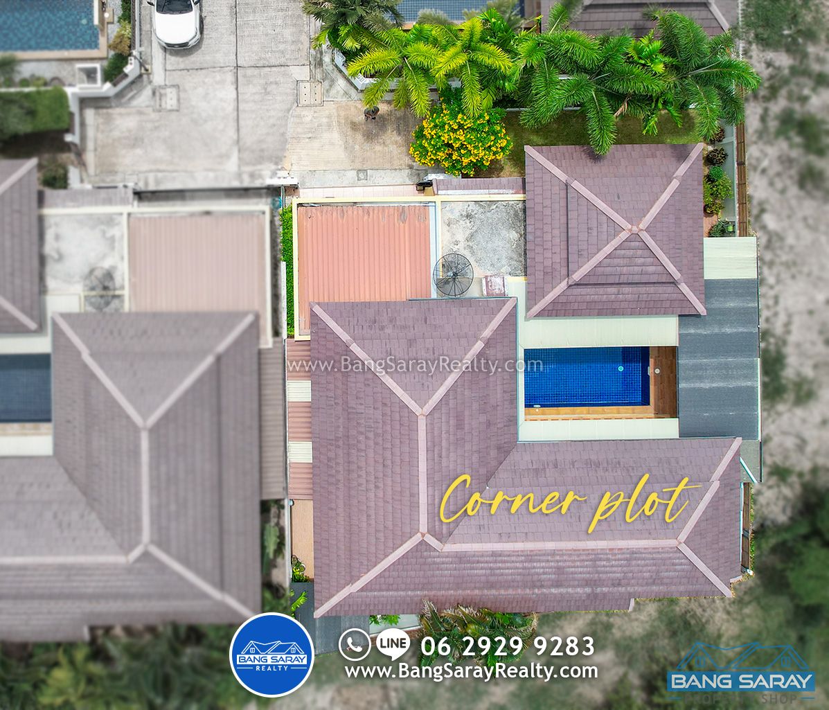 Pool Villa Corner Plot for Sale, Beachside Bang Saray House  For sale