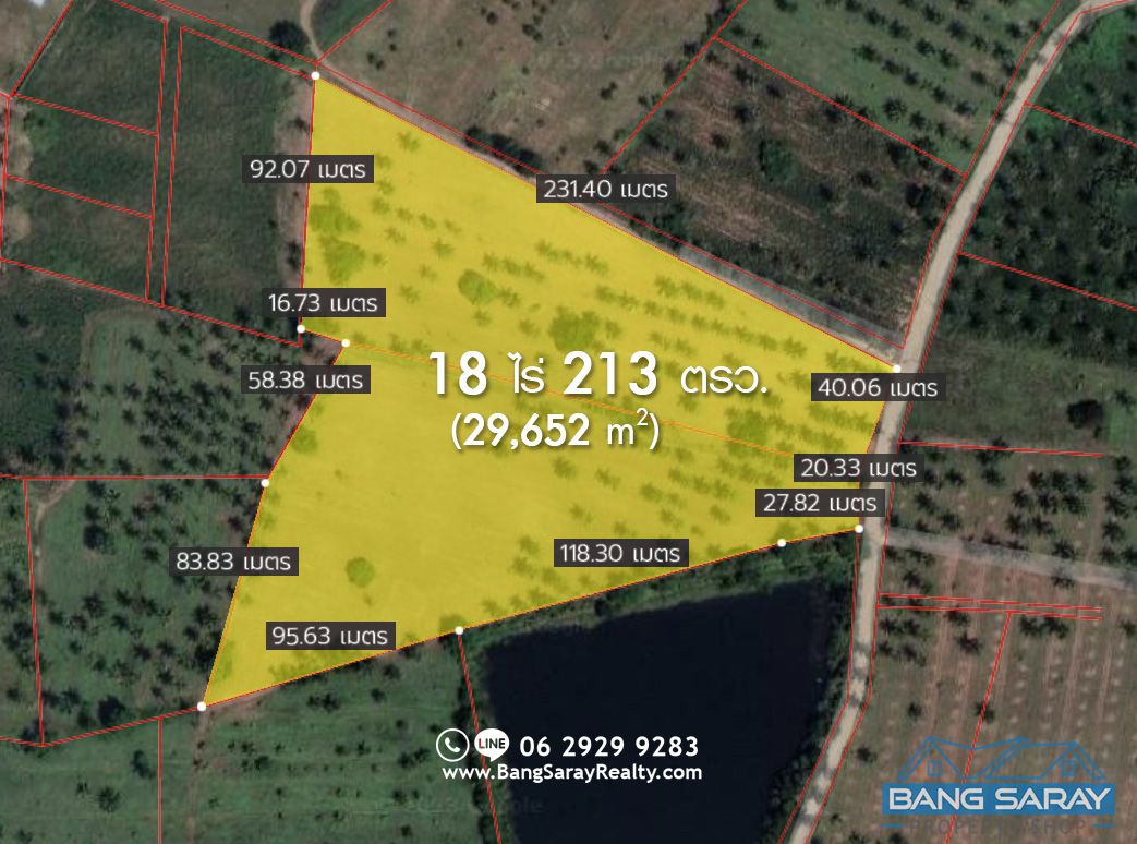 18 Rai of Land for Sale in Huay Yai Pattaya Land  For sale