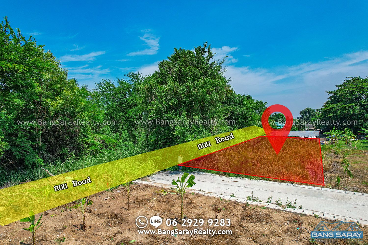 Bang Saray Land for Sale 99 sqw. only 500m. from Sukhumvit Rd. Land  For sale